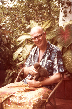 Arthur C. Clarke with Baby Monkey 