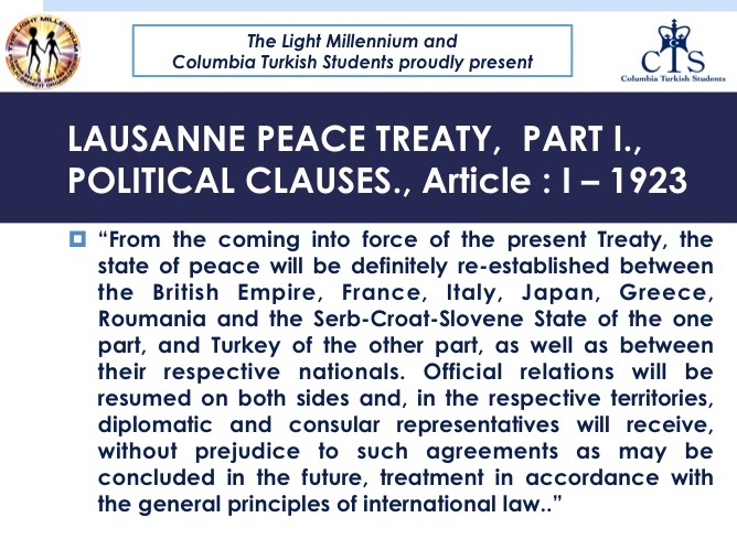 Lausanne Peace Treaty - Article1