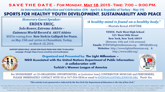 SPORTS FOR YOUTH DEVELOPENT AND PEACEMAY 18 - SAVE THE DATE 